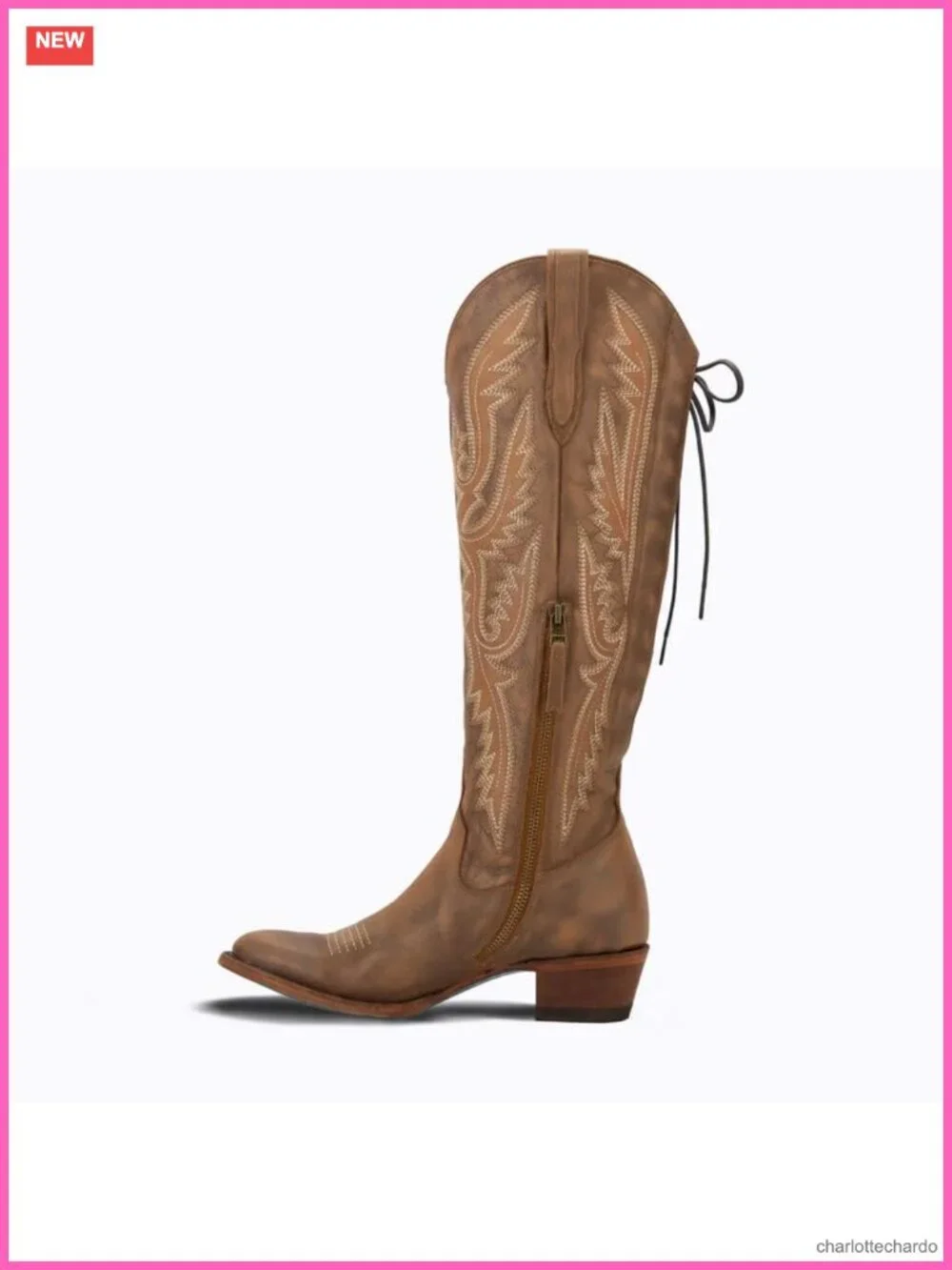 Over Knee Cowgirl Boots Faux Leather Adjustable Thigh High Low Heel